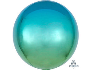 Сфера Омбре зелено-голубой, фольгированный шар с гелием 16" (41 см)    