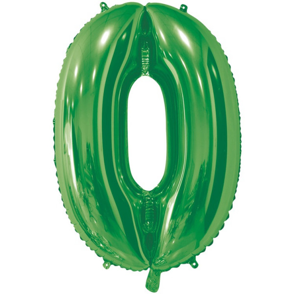 Шар цифра 0 из фольги, зеленый, 66 см    