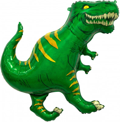 Фольгированный шар Динозавр Тираннозавр зеленый, фигура, воздушный с гелием