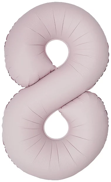 Шар цифра из фольги 8 пыльная роза, матовая, slim ( тонкая), 102 см, с гелием   
