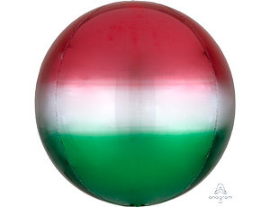 Сфера Омбре красно-зеленый, фольгированный шар с гелием 16" (41 см)     