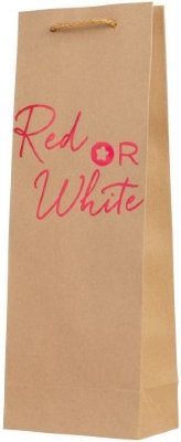Пакет подарочный для вина, Red or White, Крафт, Металлик, 36*13*8 см, 1 шт.