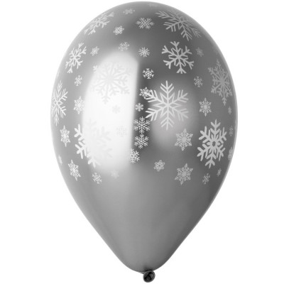 Шары хром серебряные Снежинки, 30 см, с гелием