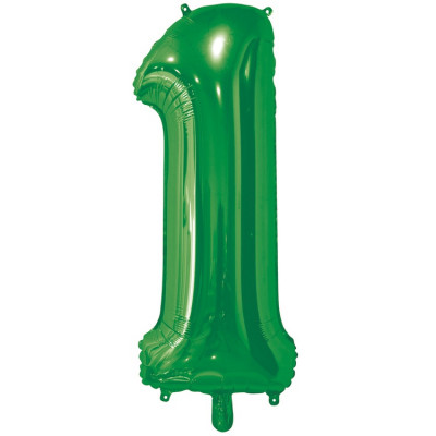 Шар цифра 1 из фольги, зеленый, 66 см 