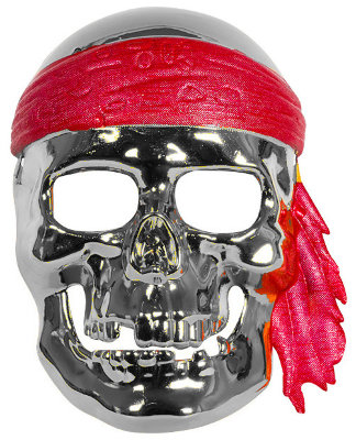 Маска карнавальная Пиратский череп серебряный