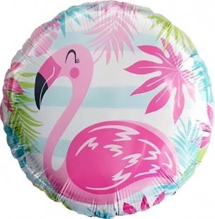 Фламинго, фольгированный шар с гелием, круг 45 см