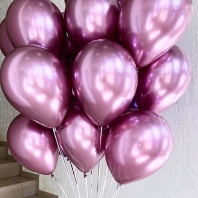 Воздушные шары Хром розовый, латексные шары с гелием, 30 см 