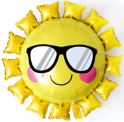Солнце в очках, фольгированный шар с гелием, фигура 79 см