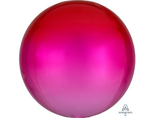 Сфера Омбре красно-розовый, фольгированный шар с гелием 16" (41 см)     