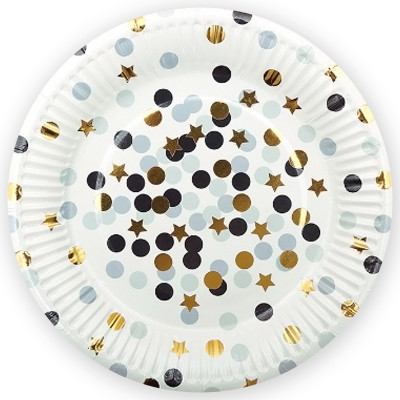 Тарелки Конфетти и звезды, бумажные одноразовые, 18 см, 6 шт
