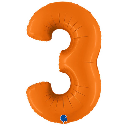 Шар цифра 3 оранжевая, фольгированная, с гелием, 102 см  