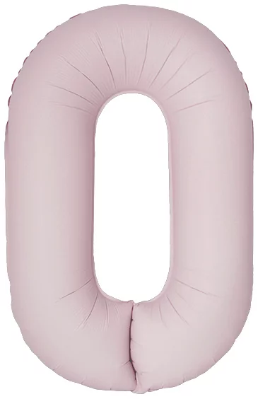 Шар цифра из фольги 0 пыльная роза, матовая, slim ( тонкая), 102 см, с гелием   