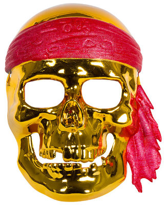 Маска карнавальная Пиратский череп золотой