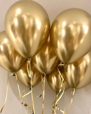 Воздушные шары Хром золотой, латексные шары с гелием, 30 см , 1 шт