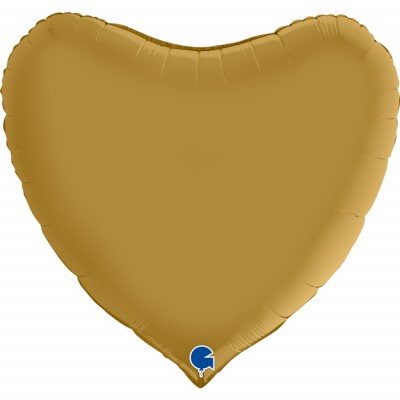 Сердце из фольги большое золото, сатин ,80 см, с гелием 