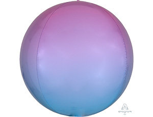 Сфера Омбре розово-голубой, фольгированный шар с гелием 16" (41 см)    