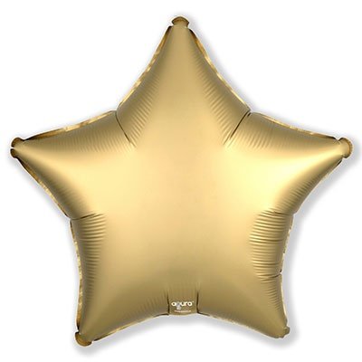 Звезда золотая Сатин Gold из фольги с гелием, 45 см