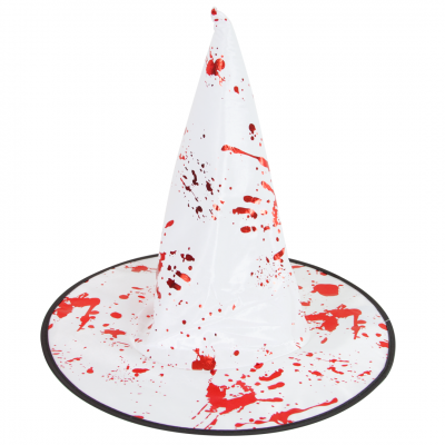 Шляпа ведьмы на Хэллоуин, белая с красным, 1 шт