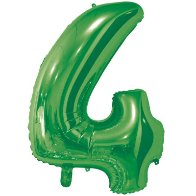 Шар цифра 4 из фольги, зеленый, 66 см   