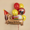 Таксик с кексиком Happy Birthday, шар фигура из фольги, с гелием