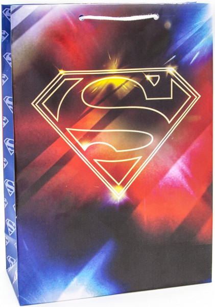Пакет подарочный Эмблема супермена, 31*22*10, бумажный ламинированный