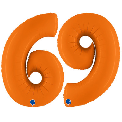 Шар цифра 6 оранжевая, фольгированная, с гелием, 102 см   