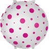 Круг белый с узором розовые точки, фольгированный шар с гелием, 45 см