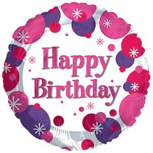 С днем рождения Круги и искорки, фольгированный шар с гелием, круг, 45 см 