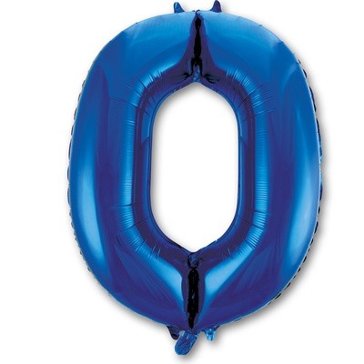 Фольгированный шар Цифра 0, синий, на грузе, 102 см 