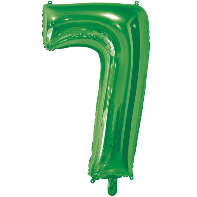 Шар цифра 7 из фольги, зеленый, 66 см