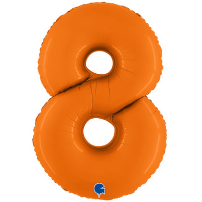 Шар цифра 8 оранжевая, фольгированная, с гелием, 102 см   