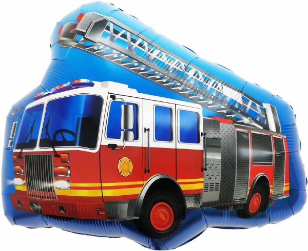 Пожарная машина с лестницей, фольгированный шар с гелием, фигура