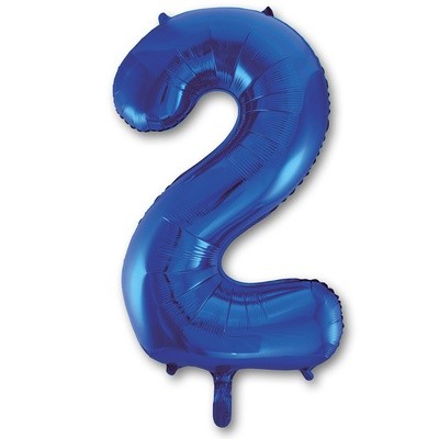 Фольгированный шар Цифра 2, синий, на грузе, 102 см  