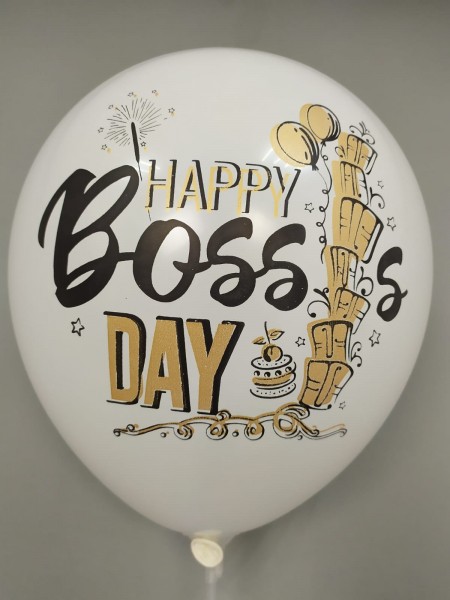 Шары с приколами Happy Boss Day, латексные с гелием, белые, 35 см №43  