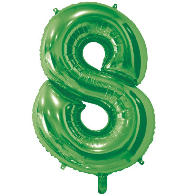 Шар цифра 8 из фольги, зеленый, 66 см 