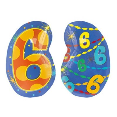 Цифра 6 мульти, фольгированный шар с гелием, фигура, цифра