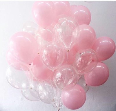 Облако из розовых и прозрачных шаров
