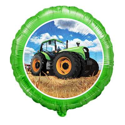 Трактор зеленый, фольгированный шар с гелием, круг 45 см