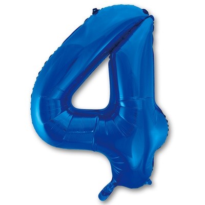 Фольгированный шар Цифра 4, синий, на грузе, 102 см  