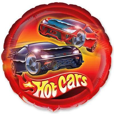 Машины гоночные Hot cars, фольгированный шар с гелием, круг 45 см