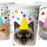 Котики разноцветные, стаканы бумажные одноразовые, 250 мл, 6 шт