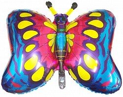 Бабочка синяя, фольгированный шар с гелием, фигура