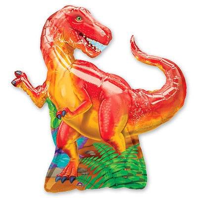 Динозавр красный фольгированный шар фигура