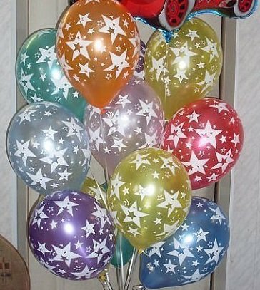 Звезды, воздушные гелиевые шары, латексные, металлик 35 см