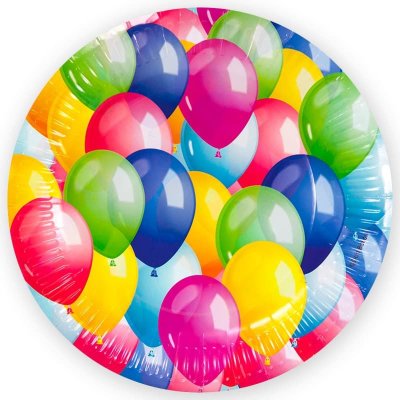 Воздушные шары, тарелки бумажные одноразовые, 23 см, 6 шт