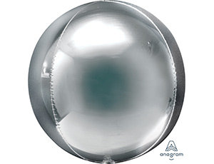 Сфера Металлик Серебро, фольгированный шар с гелием 21" (53 см) 