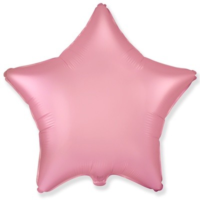 Звезда розовая Сатин pink из фольги с гелием, 45 см