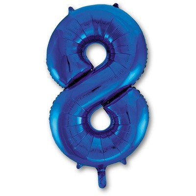 Фольгированный шар Цифра 8, синий, на грузе, 102 см 