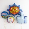 С днем рождения Яркий взрыв, шар из фольги с гелием, фигура 81 см