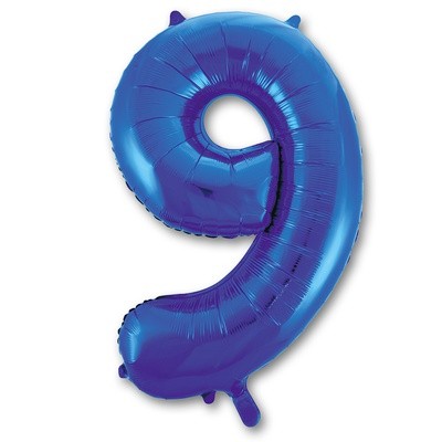 Фольгированный шар Цифра 9, синий, на грузе, 102 см 